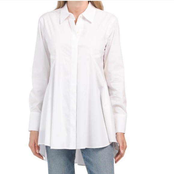 NWT Donna Karan New York white, bottom down shirt. - Picture 1 of 9